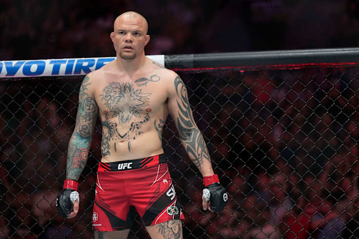 Anthony Smith steps inside the Octagon for his UFC Charlotte bout with Johnny Walker inside the Spectrum Center in North Carolina.